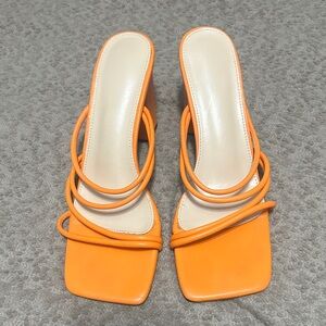 Orange Block Heel Sandal